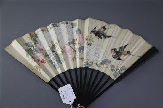 Two Chinese concertina fans, Republic period, 30 and 31cm long